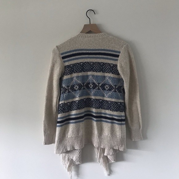 St. John's Bay Drape Aztec Fringe Open Front Cardigan - Size Small - Picture 7 of 9